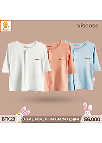 Áo sơ sinh Babiboo tay dài cài giữa vải visco siêu mềm mại