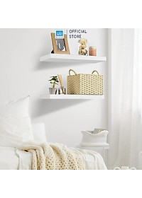 Bộ 2 Kệ Gỗ Thanh Ngang Trang Trí Treo Tường Màu Trắng Gỗ Chống Ẩm Dày 25mm SIB Decor KT005