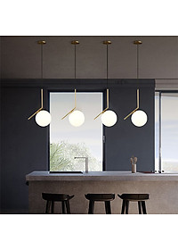 Đèn thả trần trang trí cao cấp hiện đại hình cầu trang nhã mạ Crom đẹp mắt MOON LAMP - đã bao gồm bóng LED