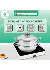 Nồi lẩu xửng hấp FIVESTAR 3 đáy từ nắp kính , tặng 1 vá canh 20cm | 24cm | 26cm | 28cm
