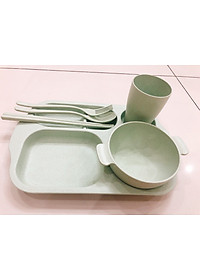 Bộ Khay đựng đồ ăn kèm phụ kiện bằng Lúa Mạch - Hàng Chính Hãng 