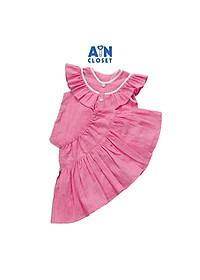 Bộ áo váy ngắn bé gái Hồng san hô cotton dệt - AICDBGNSJPHO - AIN Closet