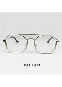 Gọng Kính Cận, Kính Giả Cận Nam Nữ, Mắt Lục Giác Độc Lạ, Dày Dặn Cứng Cáp, Đen,Bạc - BLUE LIGHT