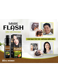 (Đen Tự Nhiên) Dầu Gội Nhuộm Tóc Đen Phủ Bạc Thảo Dược Siêu Dưỡng LAVOX FLASH 500ml - P01