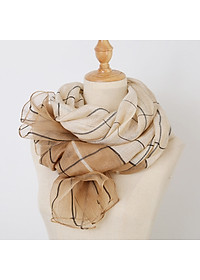 Khăn Choàng Quàng Cổ Voan Lụa Kim Tuyến Cao Cấp Sọc Caro (Nhiều Màu)