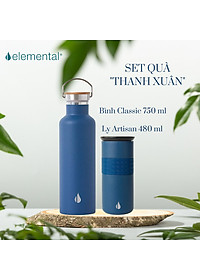 [Quà tặng cao cấp-Thương hiệu Mỹ] Set hộp quà tặng Sinh nhật, set Thanh Xuân, bình giữ nhiệt và ly giữ nhiệt Elemental cao cấp