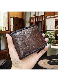 Ví Nam Da Cá Sấu Dáng Ngang Dễ Sử Dụng. Ví 2 Mặt Đan Viền Thủ Công