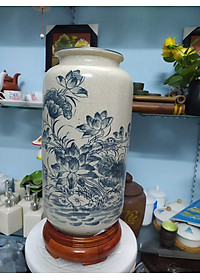 BÌnh hoa men rạn vẽ sen gốm Gia Hưng Bát Tràng