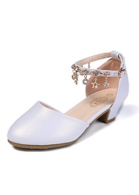 Giày cao gót cho bé gái 4 - 15 tuổi màu trắng quai móc duyên dáng GE51