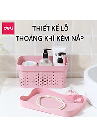 Giỏ Nhựa Đựng Đồ Đa Năng Có Nắp Đậy Cao Cấp Deli - Đựng Sách Vở Đồ Cá Nhân Mỹ Phẩm Quần Áo Chăn Gối Ga Mền - Nhiều Size, Kích Cỡ Lớn Nhỏ , Có Tay Cầm, Phong Cách Nhật Bản Đơn Giản, Tiện Dụng, Vật Liệu An Toàn