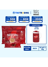 [Tặng Ca đá] Combo 3 Bịch NESCAFE 3IN1 Công thức cải tiến - VỊ NGUYÊN BẢN Bịch 46 +3  gói