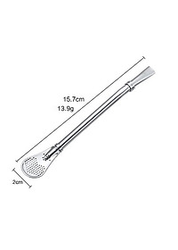 Ống Hút Kiêm Muỗng Inox Dài 16cm Tiện Lợi
