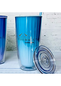 Ly nhựa 2 lớp LocknLock kèm ống hút Dream star Double wall cold cup 750ml HAP522