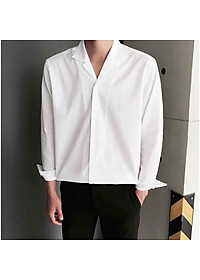Áo Sơ Mi Form Rộng Unisex Nam Nữ Tay Dài Hàn Quốc Kiểu Cổ Vest Cổ Ve Áo Khoác Ngoài Vải Lụa Mềm Mịn - SMV01