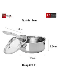 Quánh inox 304 đúc liền khối Fivestar Plus đường kính 18cm/20cm bảo hành 25 năm