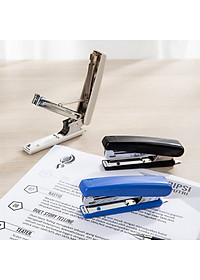 Dập ghim #10 Deli, kèm hộp đựng ghim 15 trang, Đen, xanh, xám - 1 cái E0251