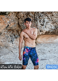Quần bơi nam cao cấp, dáng lửng ngang gối, mẫu đa màu lập thể cá tính, thun bơi lạnh dày mát mịn co giãn cực tốt | BN050