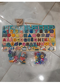 Đồ Chơi Gỗ, Bảng Chữ Cái 6in1, Đồ Chơi Câu Cá, Ghép Hình Học, Chữ Số, Chữ Cái, Phương Tiện 