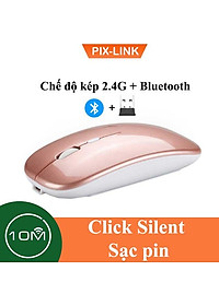 Chuột Bluetooth Không Dây PIX-LINK  P90A Wireless USB Tự Sạc Pin Siêu Mỏng, Chống Ồn - Hàng Chính Hãng