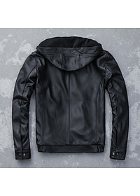 Áo khoác da nam có nón chống thấm nước SITAKI cao cấp AD29