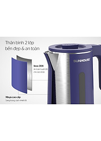 Ấm Siêu Tốc Inox 2 Lớp 1.8L Sunhouse SHD1355 - Hàng Chính Hãng