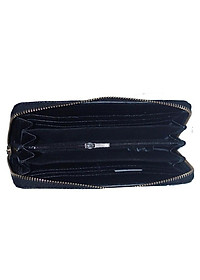 Ví nữ Huy Hoàng da bò cao cấp vân nhỏ 1 khóa màu đen HC3170