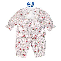 Bộ quần áo dài bé gái họa tiết Hoa caro đỏ cotton - AICDBGMDMQAQ - AIN Closet