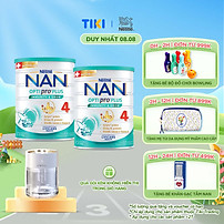 Bộ 2 Lon Sữa bột Nestlé NAN OPTIPRO PLUS 4 1500g/lon với 5HMO Giúp tiêu hóa tốt + Tăng cường đề kháng Tặng Máy phun sương đèn led (2 - 6 tuổi)