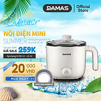 Nồi Lẩu Điện Mini 2 Mức Nhiệt - Ca Nấu Mì Điện Đa Năng DAMAS DK-8012 (1.2 Lít) - Hàng Chính Hãng