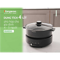 Lẩu điện Kangaroo KG40EH1, dung tích 4L, công suất 1300W, cấu trúc đĩa truyền nhiệt giúp truyền nhiệt nhanh và đều, an toàn tự ngắt khi quá nhiệt  - Hàng chính hãng