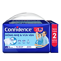 Tã quần người lớn Confidence Slim&Fit mỏng nhẹ vừa vặn size L gói 14+2 miếng