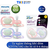 Ty ngậm ban đêm Philips Avent cho bé từ 0-6 tháng tuổi  (vỉ 2 núm) SCF376/10 - Màu ngẫu nhiên