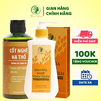 Bộ dưỡng trắng da body cho mẹ sau sinh Wonmom ( 1 kem sữa nghệ toàn thân + 1 cốt nghệ)