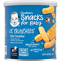 Thực Phẩm Bổ Sung Bánh Ăn Dặm Gerber Lil's Crunchies vị Phô Mai Mild Cheddar 42g dành cho trẻ trên 8 tháng tuổi