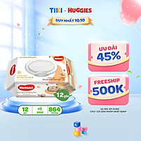 Thùng 12 gói khăn giấy ướt cho trẻ sơ sinh HUGGIES (Gói 72 tờ) - Hàng chính hãng
