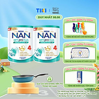 Bộ 2 lon Sữa bột Nestlé NAN OPTIPRO PLUS 4 800g/lon với 5HMO Giúp tiêu hóa tốt + Tăng cường đề kháng + Tặng Chảo Elmich 20cm​ - Bé 2-6 tuổi