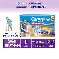 Tã/Bỉm Quần Người Lớn Caryn siêu thấm dành Cho Người Già đứng và đi lại được cần người trợ giúp Size L 12 miếng