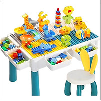 Bàn xây dựng lắp ráp, tặng kèm đồ chơi xếp hình thông minh cho bé