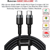 Dây cáp sạc nhanh 100W chuẩn PD 2.0 Type C to type-c QC 3.0 hiệu Baseus Cafule type c to Type C cho iPad Pro 2018 / 2020 / Samsung / Huawei / Xiaomi / Tablet / Macbook / Laptop Type C - Hàng nhập khẩu