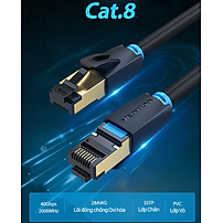 Dây cáp mạng hai đầu đúc sẵn CAT8 SSTP VENTION tròn, dài 1m đến 20m IKAB - Hàng chính hãng