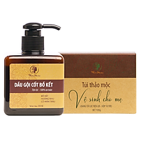 Combo 1 dầu gội cốt bồ kết + 1 hộp thảo mộc vệ sinh cho mẹ Wonmom