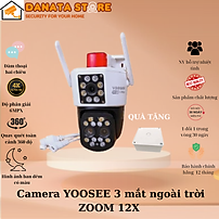 Camera Wifi Yoosee 3 Mắt  Zoom 12x -  xem được 2 Khung Hình tích hợp 20 Đèn Led có Cảnh Báo Chống Trộm và Đàm Thoại 2 Chiều - HÀNG CHÍNH HÃNG