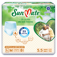 Combo 2 Gói Tã Quần Người Lớn Sunmate Khô Thoáng M8 (8 Miếng/ Gói)