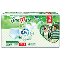 Tặng Thêm 2 Miếng- Tã Quần Sunmate XL14 Siêu Mềm Mại - Date Luôn Mới