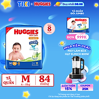 Tã/bỉm quần Huggies Skin Care Super Jumbo M76+8 miếng với tràm trà dịu da