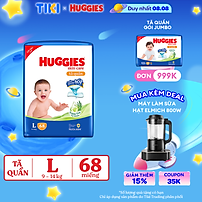 Tã/bỉm quần Huggies Skin Care Super Jumbo L68 miếng với tràm trà dịu da