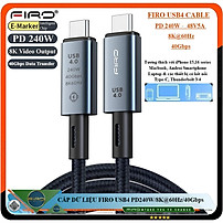 Cáp Sạc Nhanh USB Type C to Type C PD 240W - Dây Cáp Dữ Liệu FIRO USB4 CABLE - Sạc Nhanh PD 240W, Truyền Dữ Liệu 40Gbps, Video 8K60Hz - 48V@5A PD240W/8K60Hz/40Gbps - Dài 1,5 Mét - Dùng Cho iPhone 15 Series, Macbook, Laptop, Smartphone - Hàng Chính Hãng