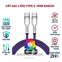Cáp sạc Baseus Type C 100W, Cáp sạc siêu nhanh 100W Baseus Metal Data Cable Type C to Type C (100W) - Hàng nhập khẩu