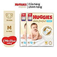 Combo 2 Tã/bỉm dánHuggies Skincare Super Jumbo M76+3/L68/XL60/XXL54