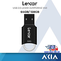 USB 2.0 Flash Drive Lexar JumpDrive V40 64GB/ 128GB, thiết kế nhỏ gọn màu đen - Hàng chính hãng